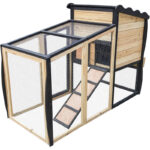 Clapier d'extérieur en bois FSC thermo-traité avec doublure chaude 153x64,5x103,5cm - Shelty Pet