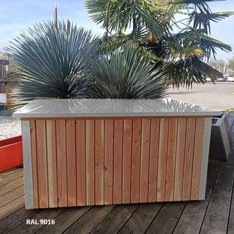 Coffre de jardin 136x80cm en bois Douglas et alu composite couleur au choix - Fabric Style