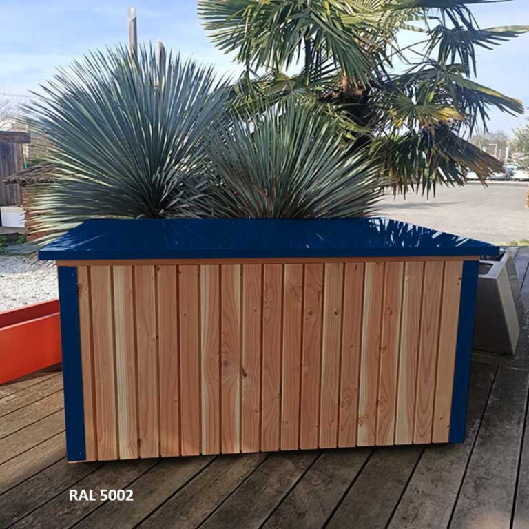 Coffre de jardin 136x80cm en bois Douglas et alu composite couleur au choix - Fabric Style
