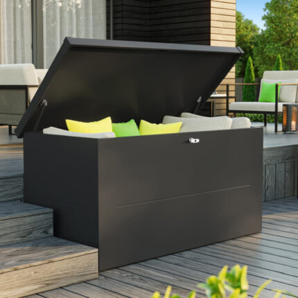 Coffre de jardin en acier galvanisé gris anthracite Nevio 160 - Telluria