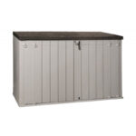 Coffre de jardin multifonctions en résine - Taupe - 2770L toit plat marron - Storaway plus 3XL - Toomax