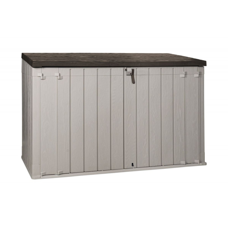 Coffre de jardin multifonctions en résine - Taupe - 2770L toit plat marron - Storaway plus 3XL - Toomax