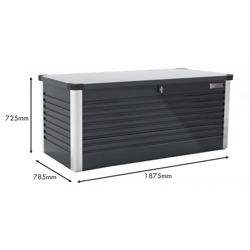 Coffre de rangement en métal anthracite 1000L Patio Box 1,46m² TRIMETALS