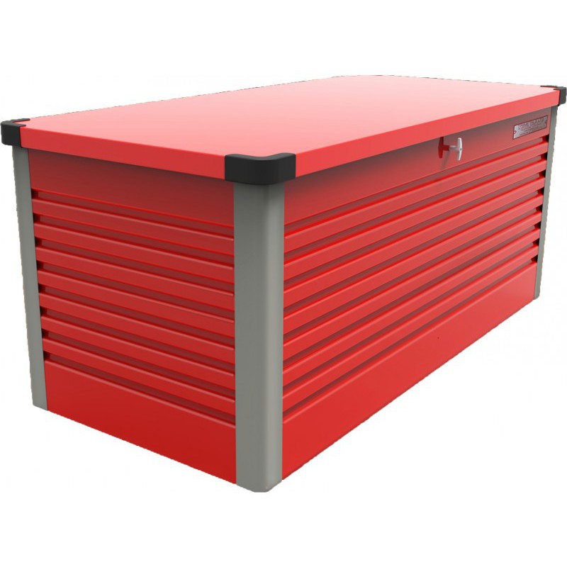Coffre de rangement en métal rouge 750L Patio Box 1,06m² TRIMETALS Coffre de rangement en métal rouge 750L Patio Box 1,06m² TRIMETALS