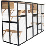 Enclos d'extérieur pour chats en bois FSC thermo-traité 300x95x188cm - Shelty Pet