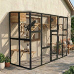 Enclos d'extérieur pour chats en bois FSC thermo-traité 300x95x188cm - Shelty Pet