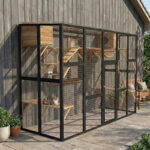 Enclos d'extérieur pour chats en bois FSC thermo-traité 300x95x188cm - Shelty Pet