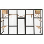Enclos d'extérieur pour chats en bois FSC thermo-traité 300x95x188cm - Shelty Pet