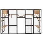 Enclos d'extérieur pour chats en bois FSC thermo-traité 300x95x188cm - Shelty Pet