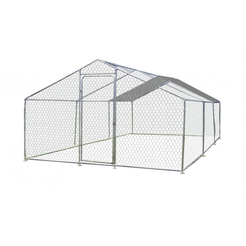 Enclos parc grillagé 18m² en acier galvanisé pour 8 à 20 poules – HABRITA