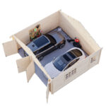 Garage double en bois brut 29,3m² Roger - madriers 44mm - porte en bois - Palmako