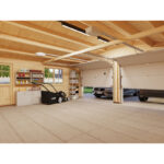 Garage double en bois brut 29,3m² Roger - madriers 44mm - porte sectionnelle - Palmako