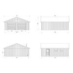 Garage double en bois brut 49,14m² Andre - panneaux 18mm - porte sectionnelle - Palmako
