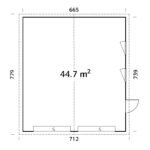 Garage double en bois brut 49,14m² Andre - panneaux 18mm - porte sectionnelle - Palmako