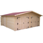Garage double en bois massif 38,44m² – madriers 42mm – porte bois en option - Habrita