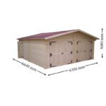 Garage double en bois massif 38,44m² – madriers 42mm – porte bois en option - Habrita