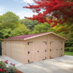 Garage double en bois massif 38,44m² – madriers 42mm – porte bois en option - Habrita