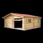 Garage double en bois massif 38,44m² – madriers 42mm – porte métallique en option - Habrita