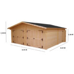Garage double en bois massif 38,44m² – madriers 60mm – porte en bois - Habrita