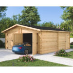 Garage double en bois massif 38,44m² – madriers 60mm – porte en bois - Habrita
