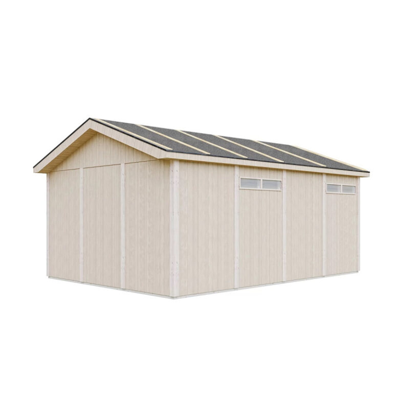 Garage en bois brut 17m² – panneaux LP® SmartSide® – Timbela
