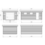 Garage en bois brut 19,8m² Rasmus - madriers 44mm - porte sectionnelle - Palmako