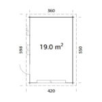 Garage en bois brut 19,8m² Rasmus - madriers 44mm - porte sectionnelle - Palmako