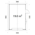 Garage en bois brut 19,8m² Roger - madriers 44mm - porte sectionnelle - Palmako