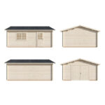Garage en bois brut 24,8m² Roger - madriers 44mm - porte en bois - Palmako