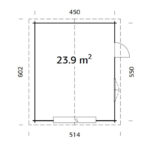 Garage en bois brut 24,8m² Roger - madriers 44mm - porte sectionnelle - Palmako