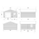 Garage en bois brut 28,05m² Roger avec terrasse - madriers 44mm - porte sectionnelle - Palmako