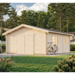 Garage en bois brut 29,16m² Roger - madriers 70mm - porte en bois - Palmako