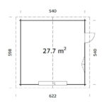 Garage en bois brut 29,16m² Roger - madriers 70mm - porte sectionnelle - Palmako