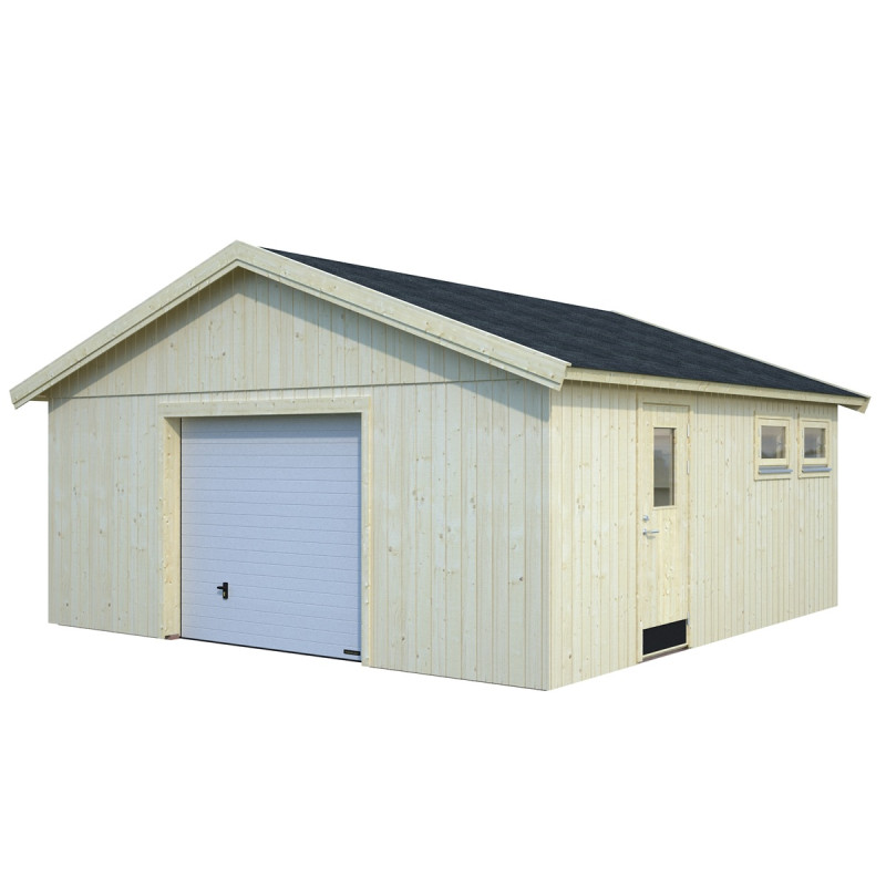 Garage en bois brut 32,08m² Andre - panneaux 18mm - porte sectionnelle - Palmako Garage en bois brut 32,08m² Andre - panneaux 18mm - porte sectionnelle - Palmako