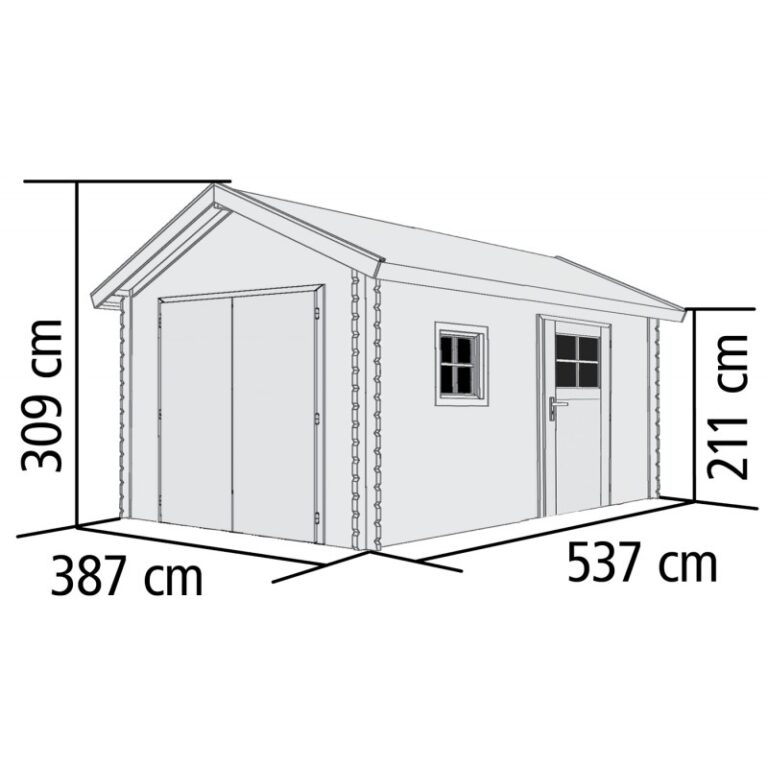 Garage en bois certifié 20,78m² - madriers 40mm – Karibu