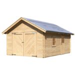 Garage en bois certifié 20,78m² - madriers 40mm – Karibu