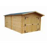 Garage en bois massif 21,7m² – madriers 42mm – porte bois en option - Habrita