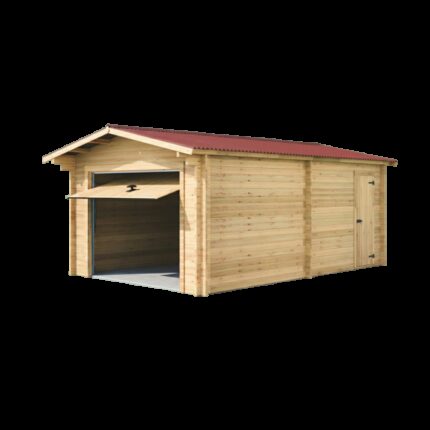 Garage en bois massif 21,7m² – madriers 42mm – porte métallique en option - Habrita