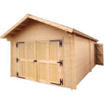 Garage en bois massif 24,23m² – madriers 60mm – porte en bois - Habrita