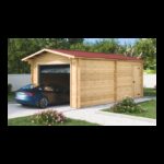 Garage en bois massif 24,23m² – madriers 60mm – porte sectionnelle - Habrita