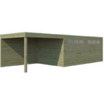 Garage Qube 15,3m² + extension 300cm en bois traité autoclave madriers 27mm avec double porte battante + fenêtre – Gardenas