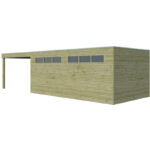 Garage Qube 15,3m² + extension 300cm en bois traité autoclave madriers 27mm avec double porte battante + fenêtre – Gardenas
