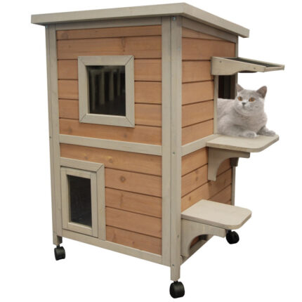 Maison pour chats en bois - L72xP54,5xH86cm - Cat Home – Lifland
