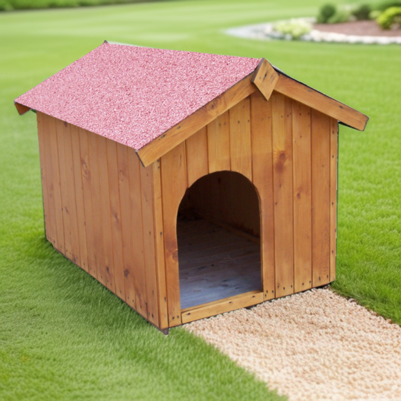 Niche à chien 0,96m² en bois FSC avec toit bitumé et plancher – HABRITA