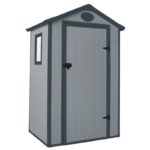 Petit abri de jardin en résine gris 1,34m² + kit de fondation - JOBU
