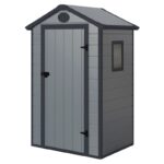 Petit abri de jardin en résine gris 1,34m² + kit de fondation - JOBU