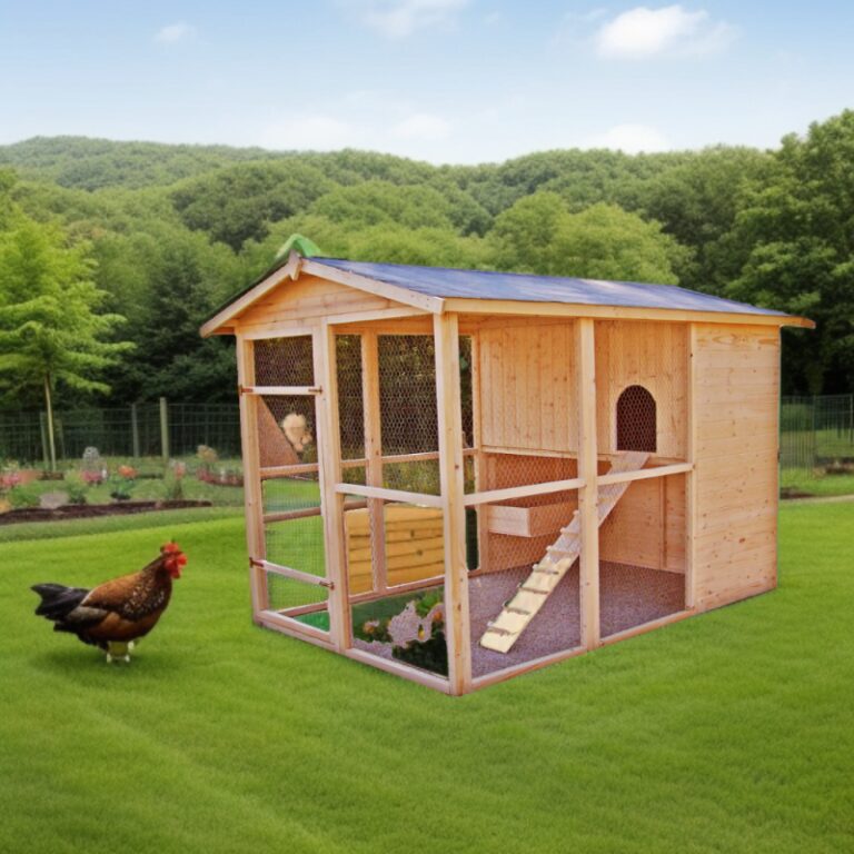 Poulailler en bois 16mm FSC non-teinté avec toit bitumé pour 6 à 10 poules – HABRITA