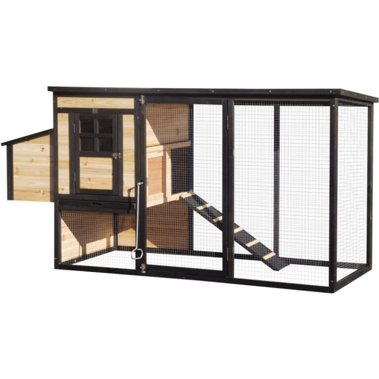 Poulailler en bois FSC thermo-traité 200x75,5x103cm avec toit bitumé pour 4 à 5 poules – Shelty Pet