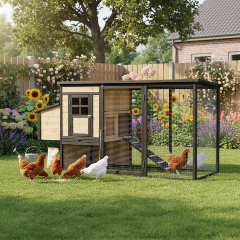 Poulailler en bois FSC thermo-traité 200x75,5x103cm avec toit bitumé pour 4 à 5 poules – Shelty Pet