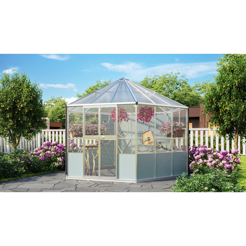 Volière en aluminium anodisé 9m² et polycarbonate 6mm - grillage maille d'acier Circus - Vitavia